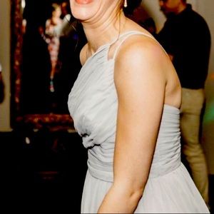 Alfred Angelo Light Grey Floor Length Bridesmaid Dress